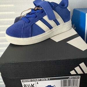 adidas Kids Blue and White Grand Court Sneaker